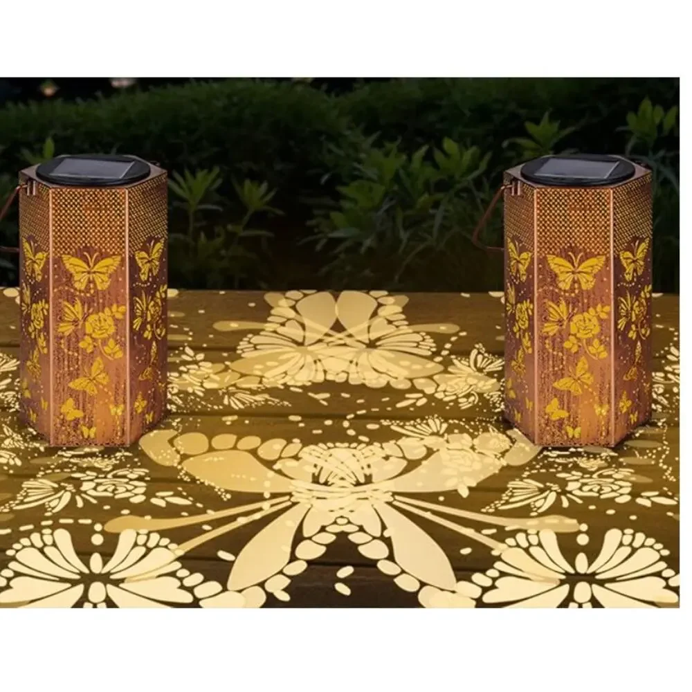 2 Pack Butterfly Solar Lanterns Outdoor Waterproof Hanging